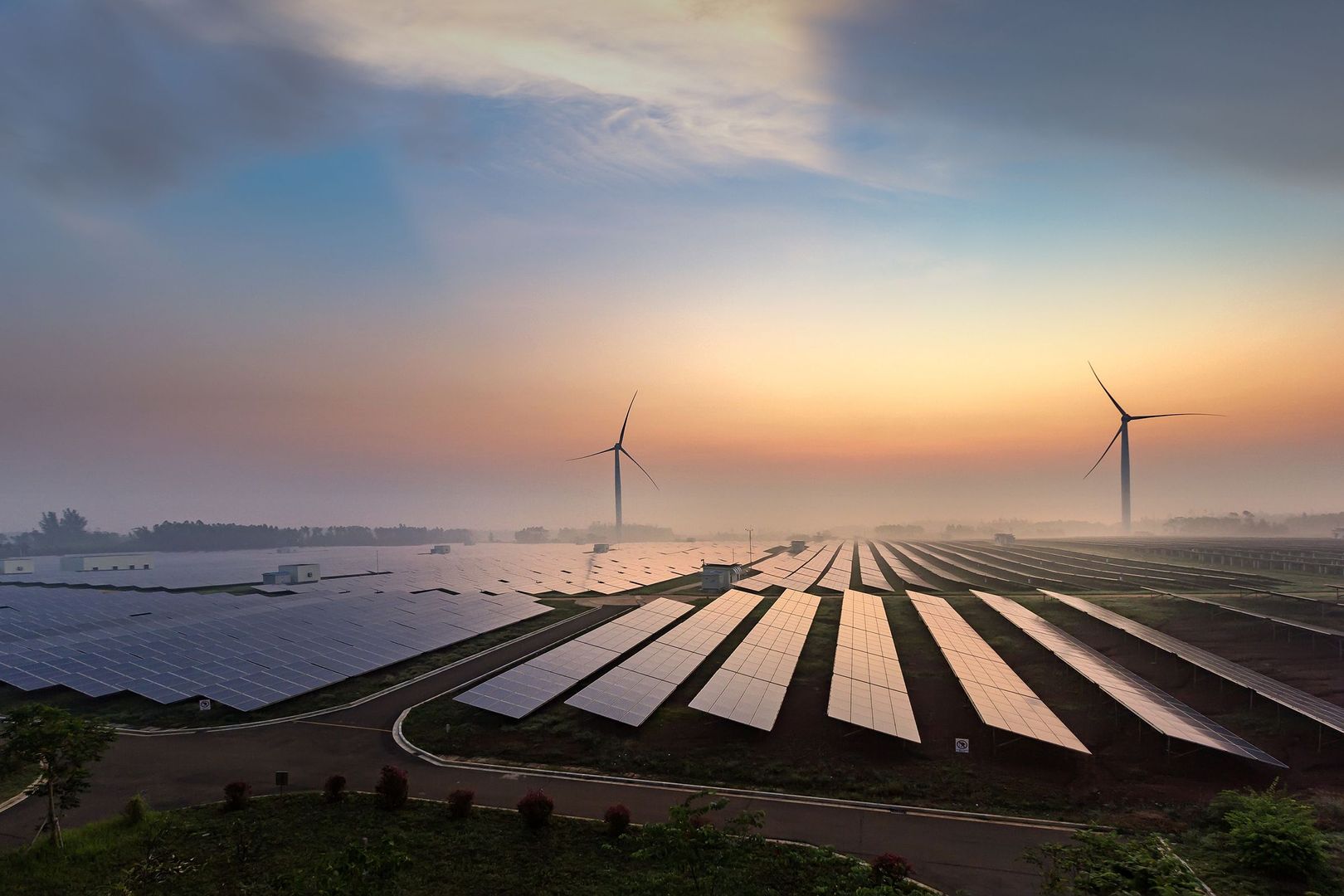 Renewable energy resources wind and solar.