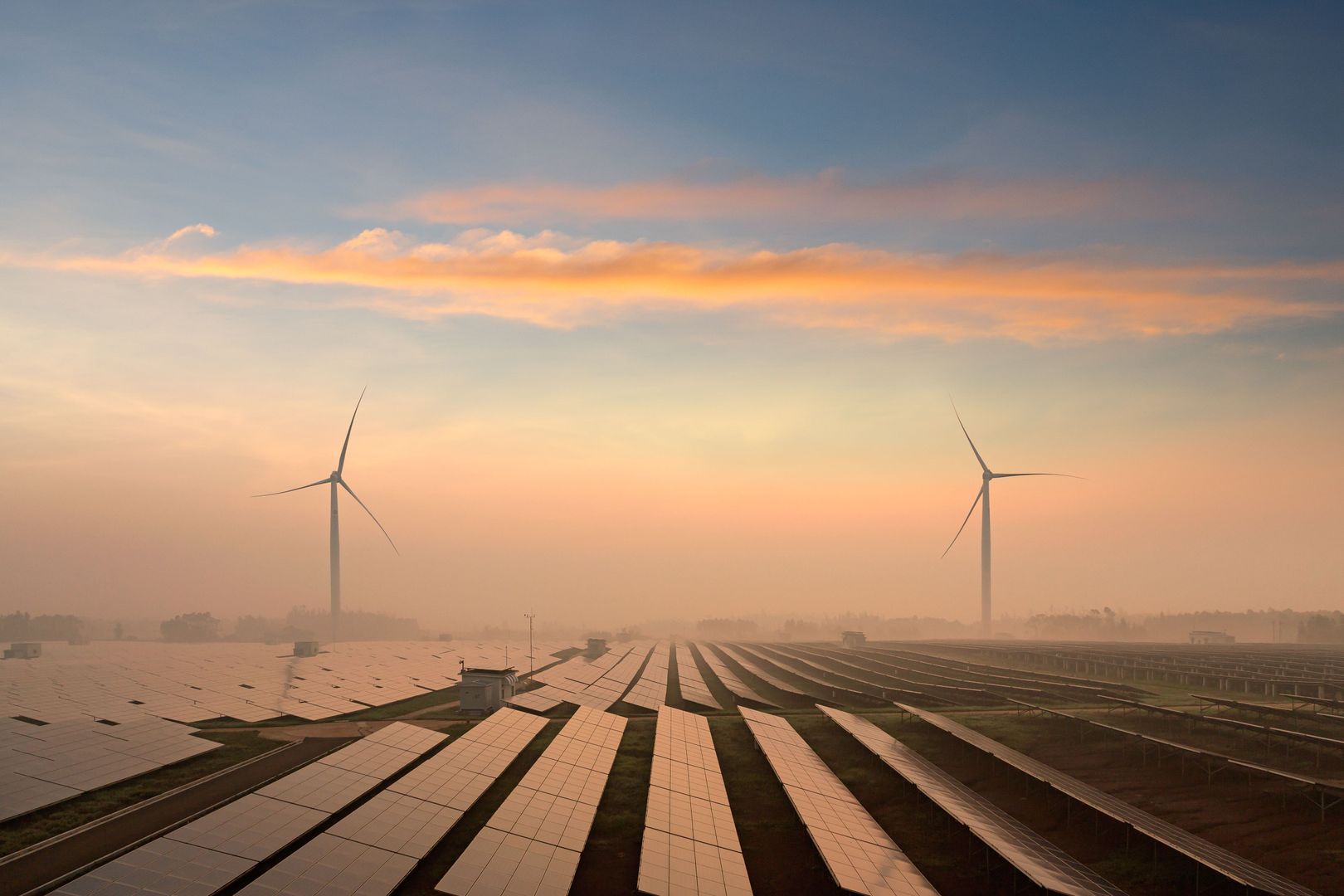 Solarpower with windpower in the background